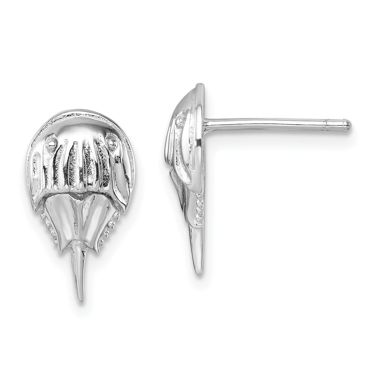 Sterling Silver Rhodium-plated Polished Horseshoe Crab Post Earrings Main image