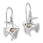 Sterling Silver Rhodium-plated Polished Blue Crystal Angel Fish Dangle Earr