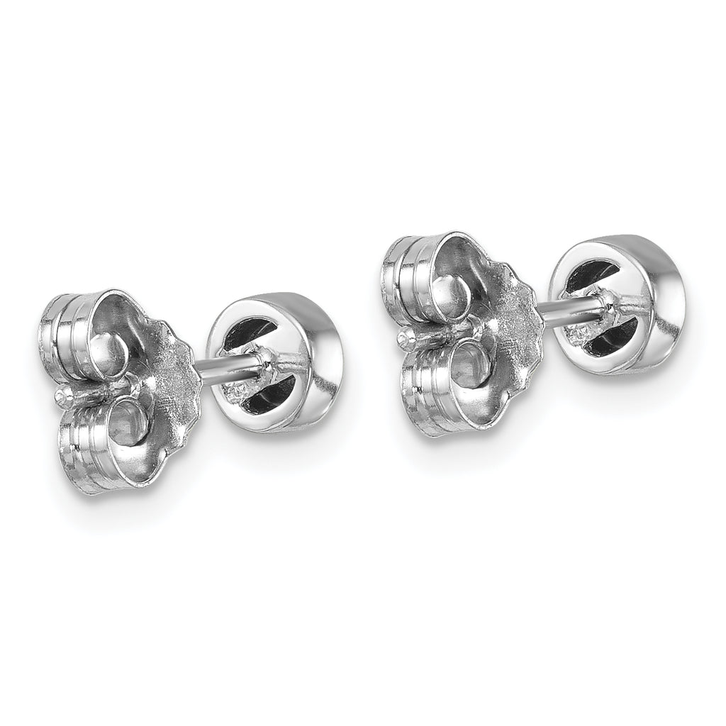 Sterling Silver Rhodium-Plated Polished Blue Crystal 3.5mm Post Earrings