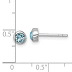 Sterling Silver Rhodium-Plated Polished Blue Crystal 3.5mm Post Earrings