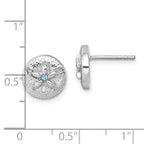 Sterling Silver Rhodium-Plated Textured Crystal Sand Dollar Post Earrings