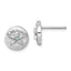 Sterling Silver Rhodium-Plated Textured Crystal Sand Dollar Post Earrings