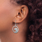 Sterling Silver Rhodium-Plated Polished CZ Wave Dangle Earrings