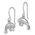 Sterling Silver Rhodium-Plated Manatee Dangle Earrings
