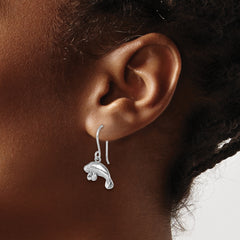 Sterling Silver Rhodium-Plated Manatee Dangle Earrings