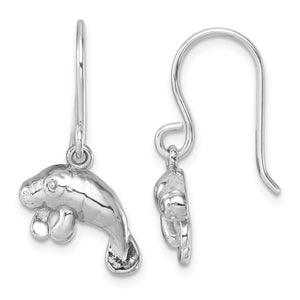 Manatee Dangle Earrings in Sterling Silver - Sophia Jewelers