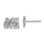 Sterling Silver Rhodium-Plated Polished 'Make Waves' Crystal Post Earrings