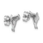 Sterling Silver Rhodium-plated Polished CZ Eye Sea Lion Post Earrings