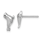 Sterling Silver Rhodium-plated Polished CZ Eye Sea Lion Post Earrings