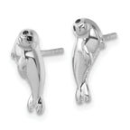 Sterling Silver Rhodium-plated Polished CZ Eye Harbor Seal Post Earrings
