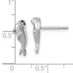 Sterling Silver Rhodium-plated Polished CZ Eye Harbor Seal Post Earrings