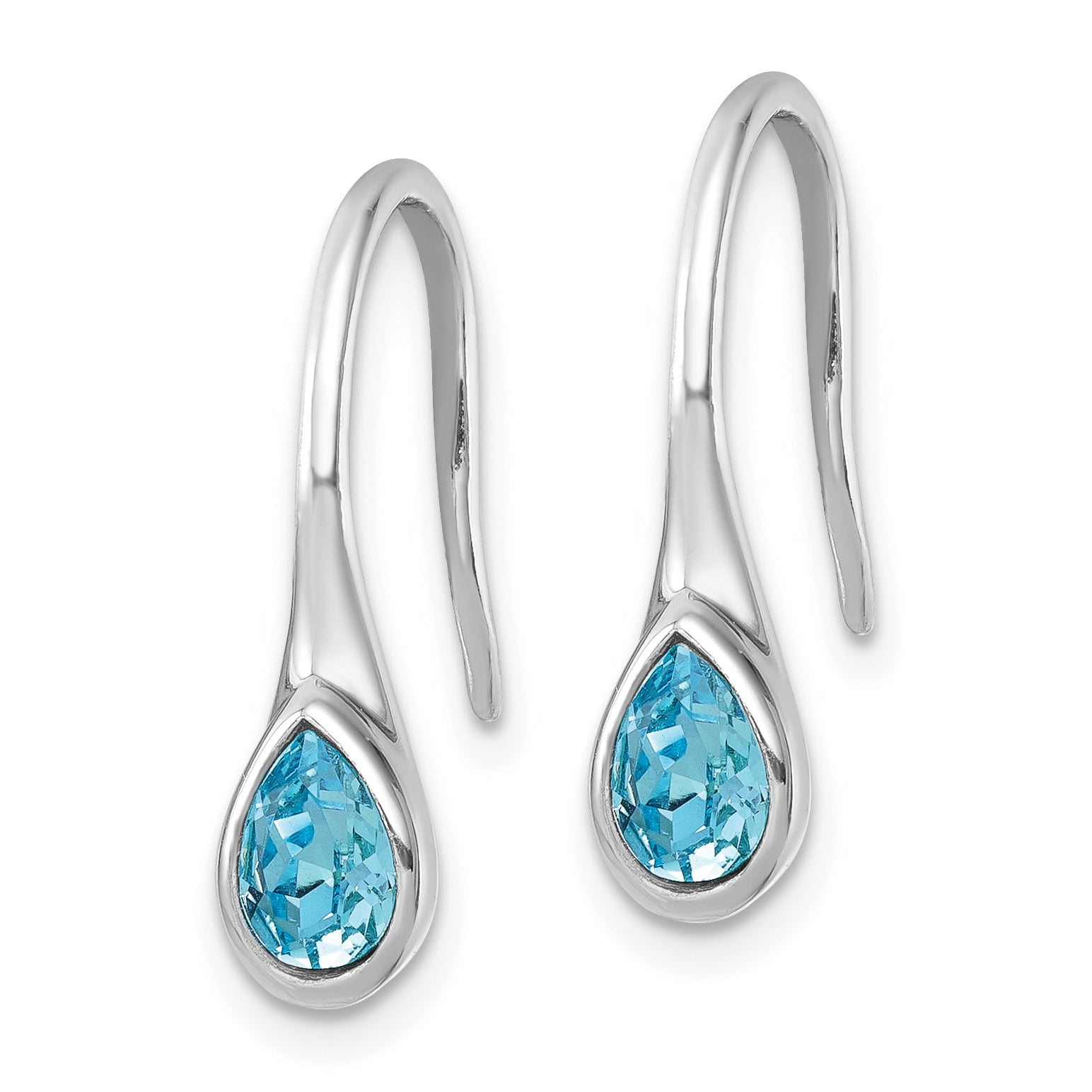 Sterling Silver Rhodium-Plated Polished Crystal Tear Drop Wire Earrings Secondary image