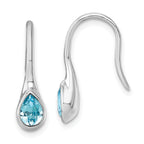 Sterling Silver Rhodium-Plated Polished Crystal Tear Drop Wire Earrings