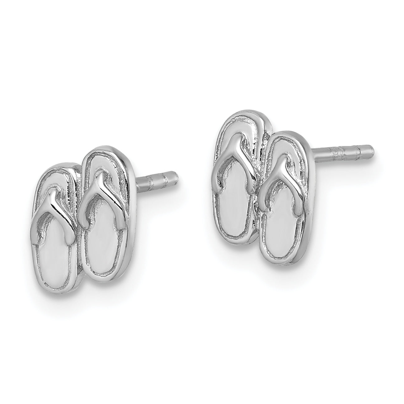Sterling Silver Rhodium-Plated Polished Double Flip Flop Post Earrings Secondary image