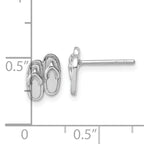 Sterling Silver Rhodium-Plated Polished Double Flip Flop Post Earrings