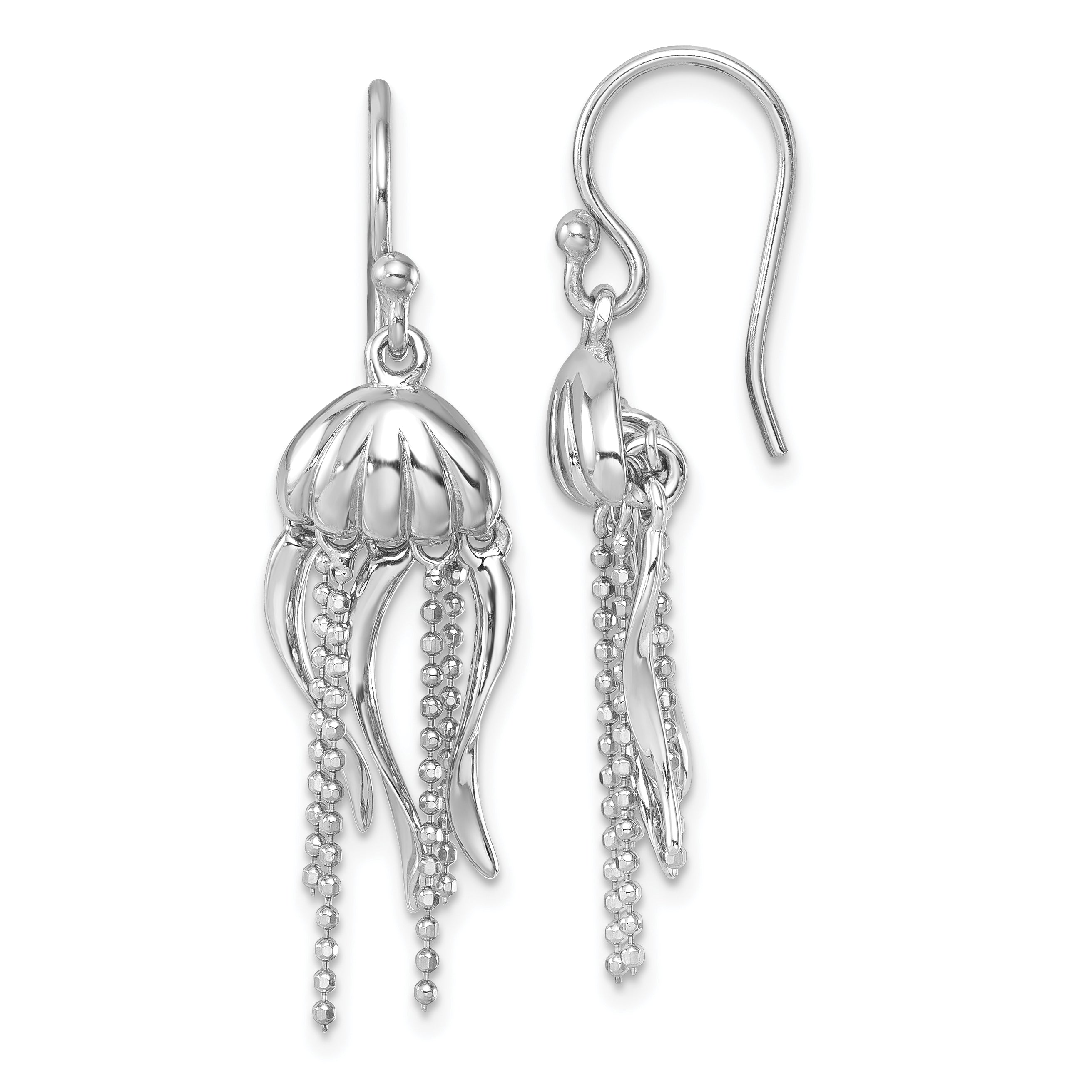 Sterling Silver Rhodium-plated Polished Moveable Jellyfish Dangle Earrings Main image