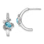 Sterling Silver Rhodium-plated Polished and Antiqued Blue Crystal Turtle J-Hoop Earrings