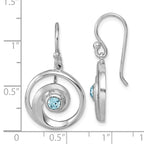 Sterling Silver Rhodium-Plated Polished Crystal Wave Dangle Earrings