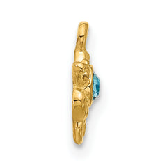Sterling Silver Turtle Gold Tone Link Bracelet Attachment with Crystal Inla