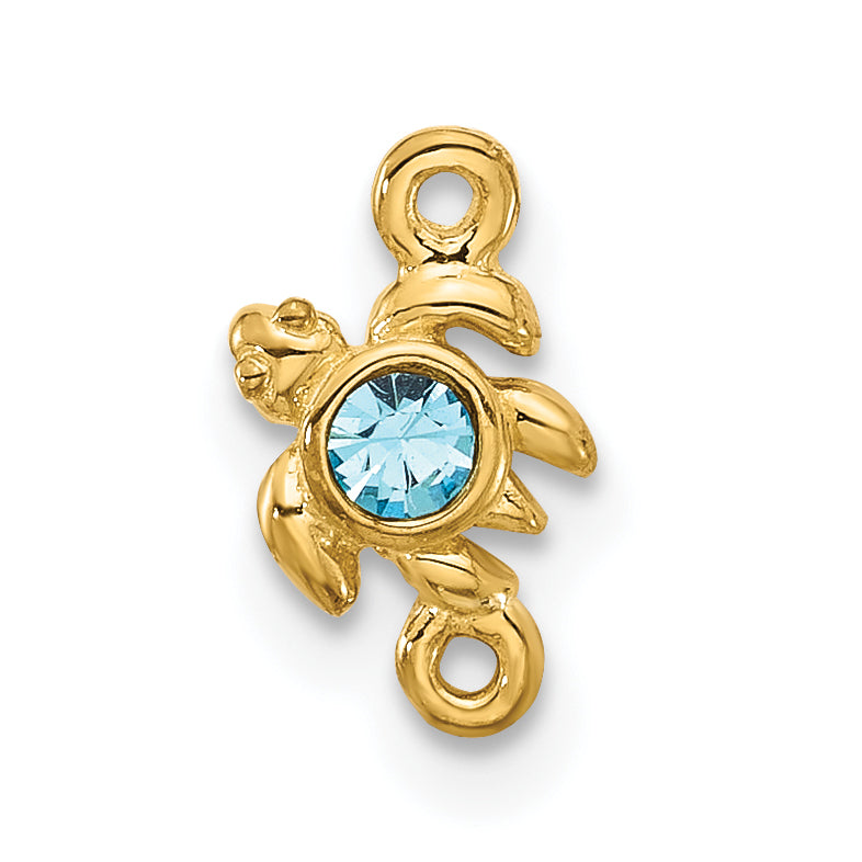 Sterling Silver Turtle Gold Tone Link Bracelet Attachment with Crystal Inla Main image