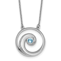 Sterling Silver Rhodium-Rhodium-Plated Polished Crystal Wave 16 inch with a 2 inch extention Necklace