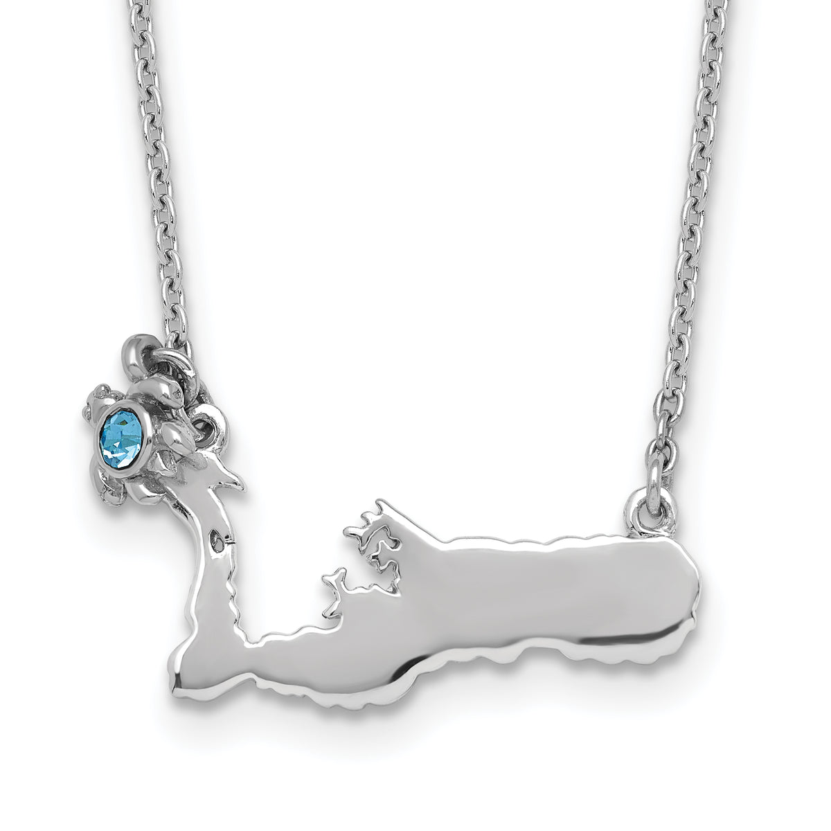 Sterling Silver Crystal Turtle Cayman Island 16 +1.75in Necklace
