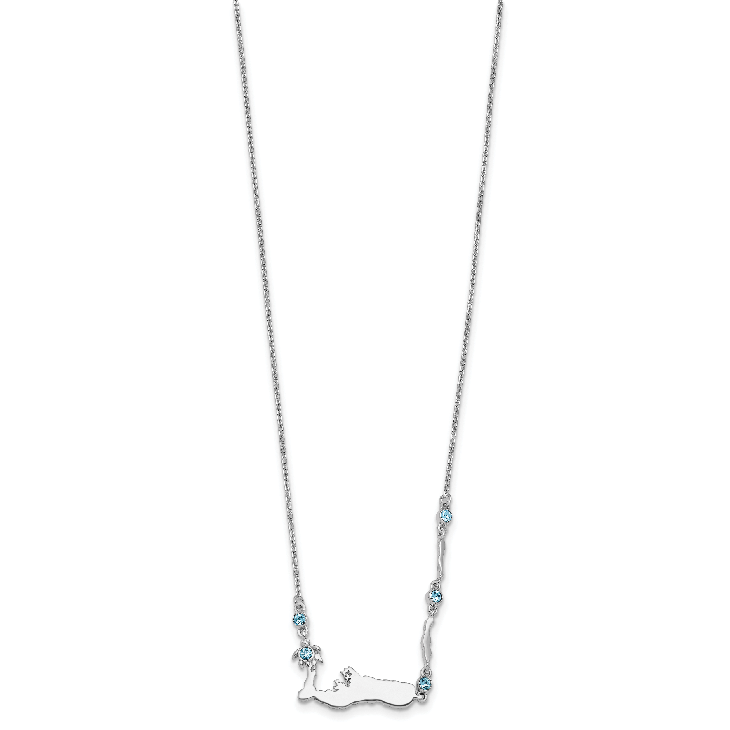 Sterling Silver Rhodium-Plated Polished Crystal Cayman Islands 16 inch with a 1 inch extention Necklace Secondary image