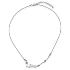 Sterling Silver Rhodium-Plated Polished Crystal Cayman Islands 16 inch with a 1 inch extention Necklace