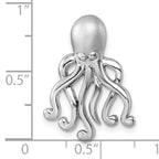 Sterling Silver Rhodium-Plated Polished and Brushed Octopus Pendant