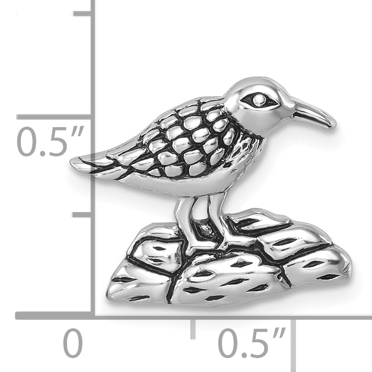 Sterling Silver Rhodium-plated Antiqued Sandpiper Chain Slide