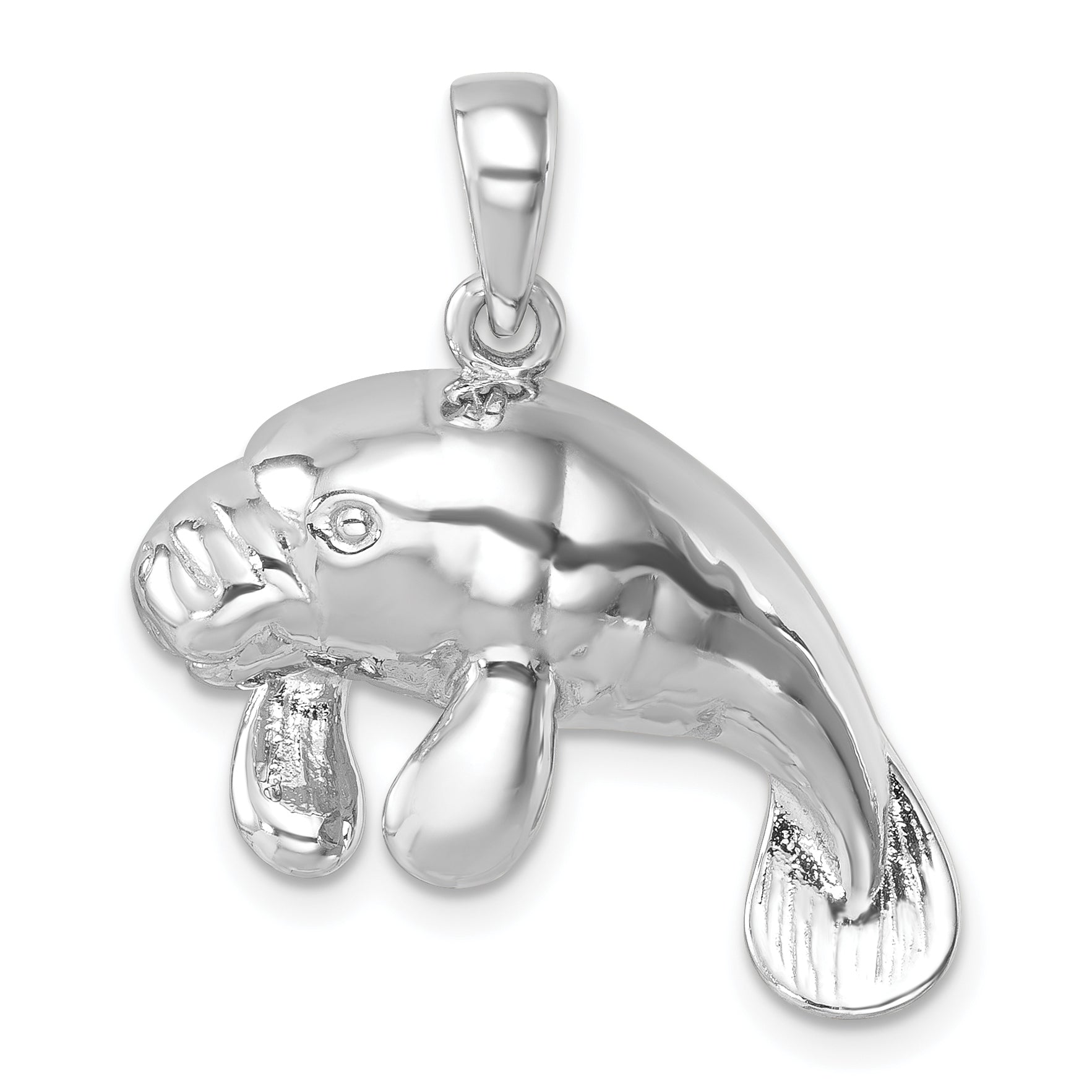 Sterling Silver Rhodium-Plated Medium Manatee Pendant Main image