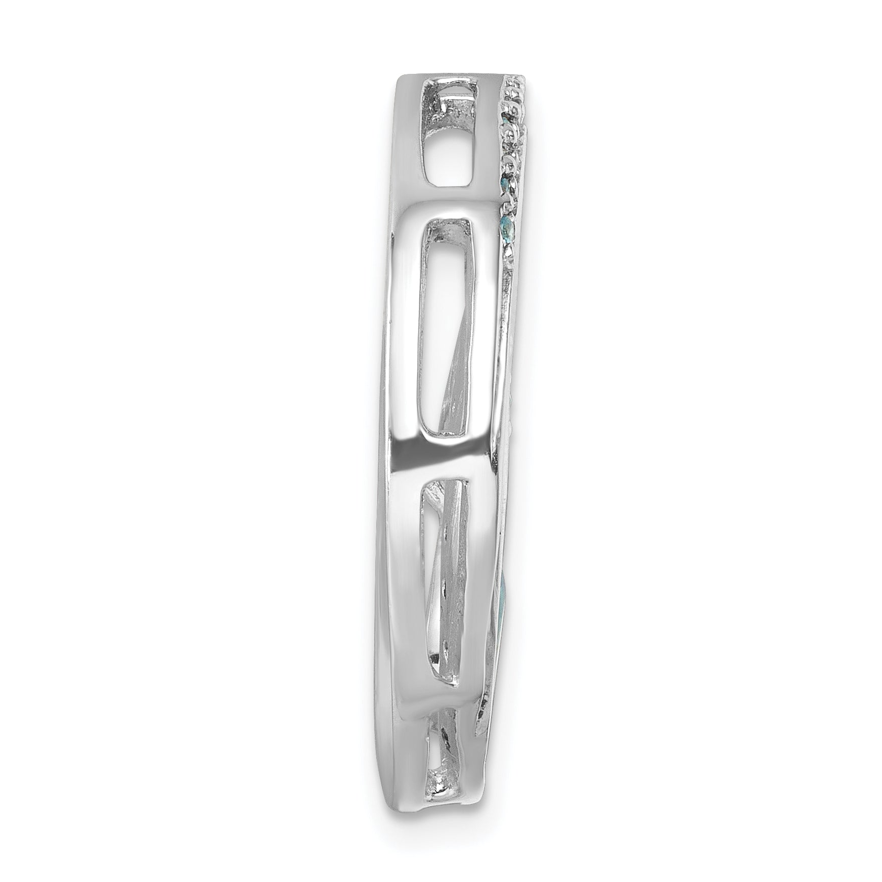 Sterling Silver Rhodium-Plated Polished CZ Wave Chain Slide Secondary image