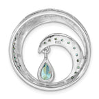 Sterling Silver Rhodium-Plated Polished CZ Wave Chain Slide