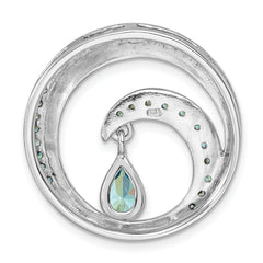 Sterling Silver Rhodium-Plated Polished CZ Wave Chain Slide