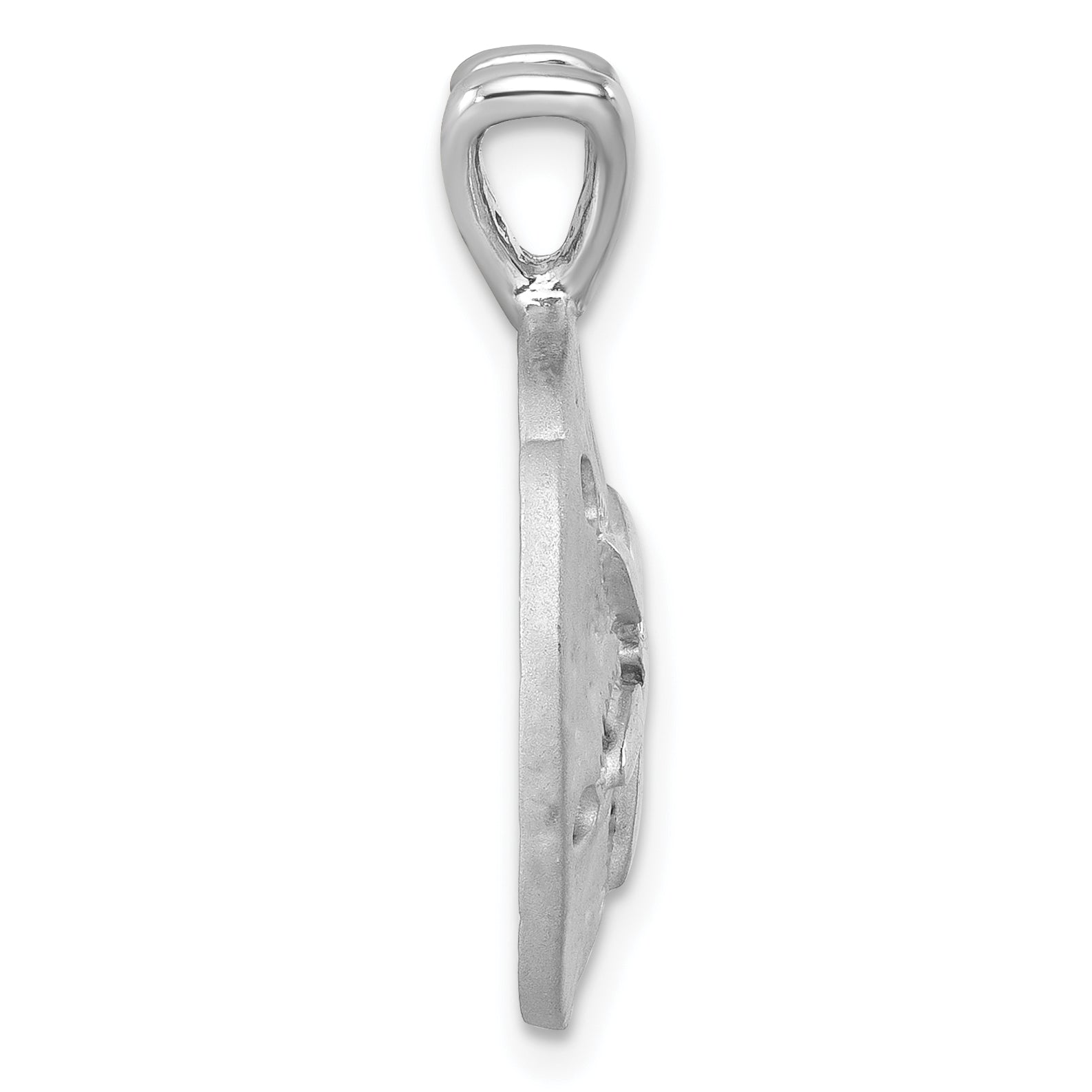 Sterling Silver Rhodium-Plated Polished and Brushed Sand Dollar Pendant Secondary image