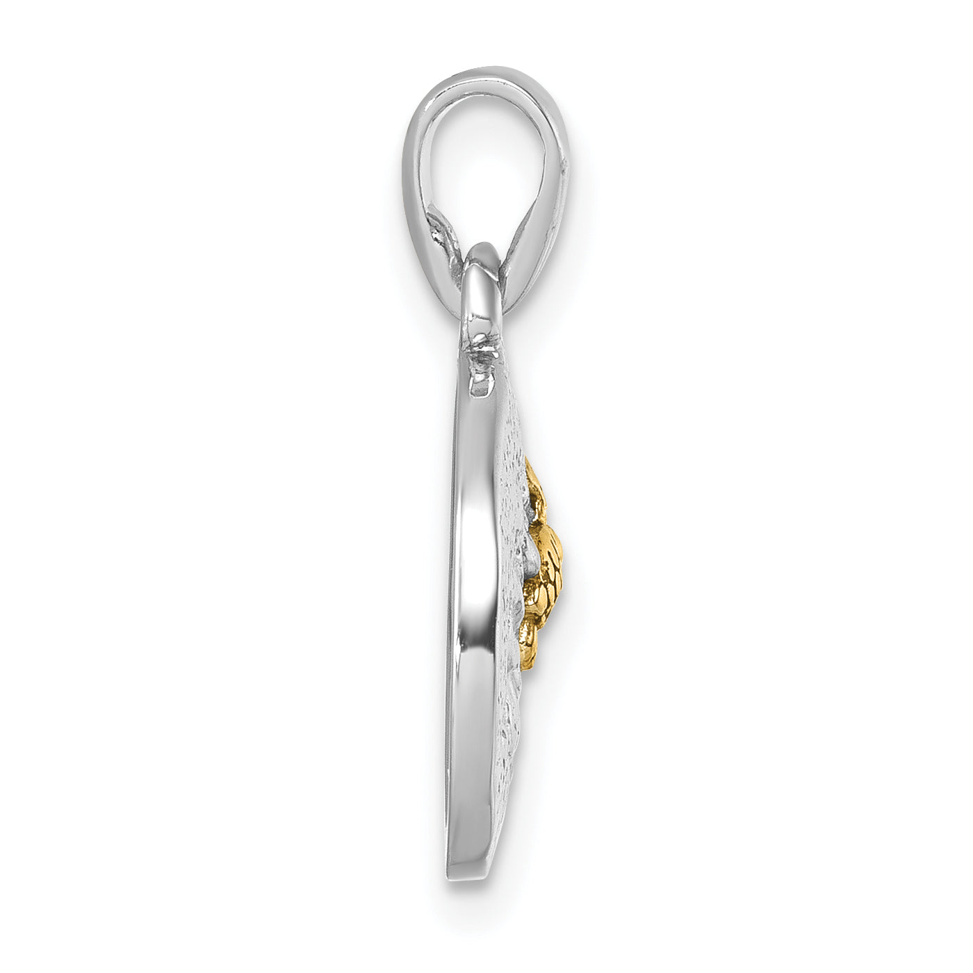 Sterling Silver Rhodium-plated Gold-tone Textured Turtle Crawling In The Sand Pendant Secondary image