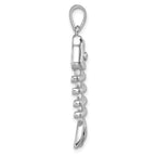Sterling Silver Rhodium-plated Polished Blue CZ Eye Bonefish Pendant