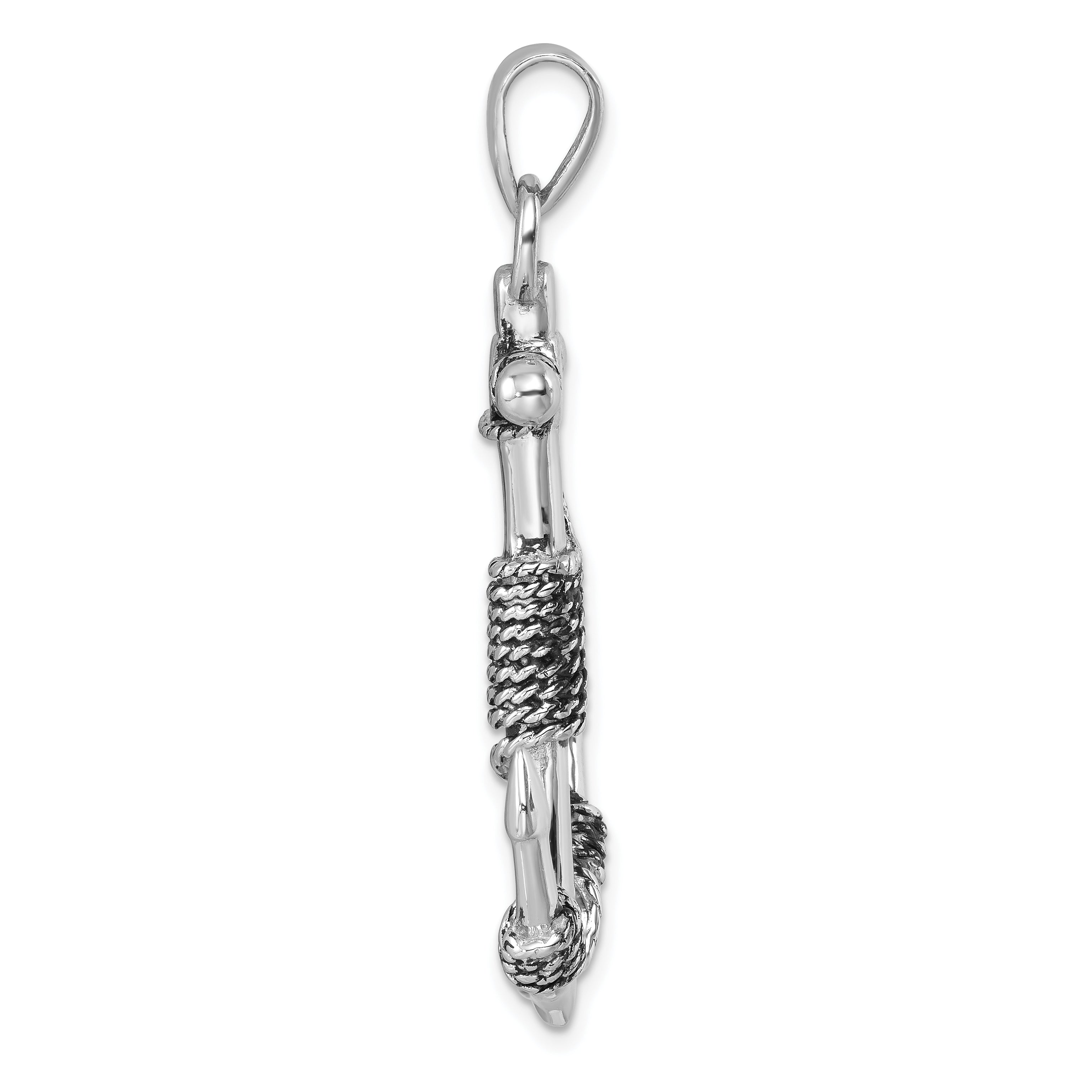 Sterling Silver Rhodium-Plated Polished Anchor Pendant Secondary image