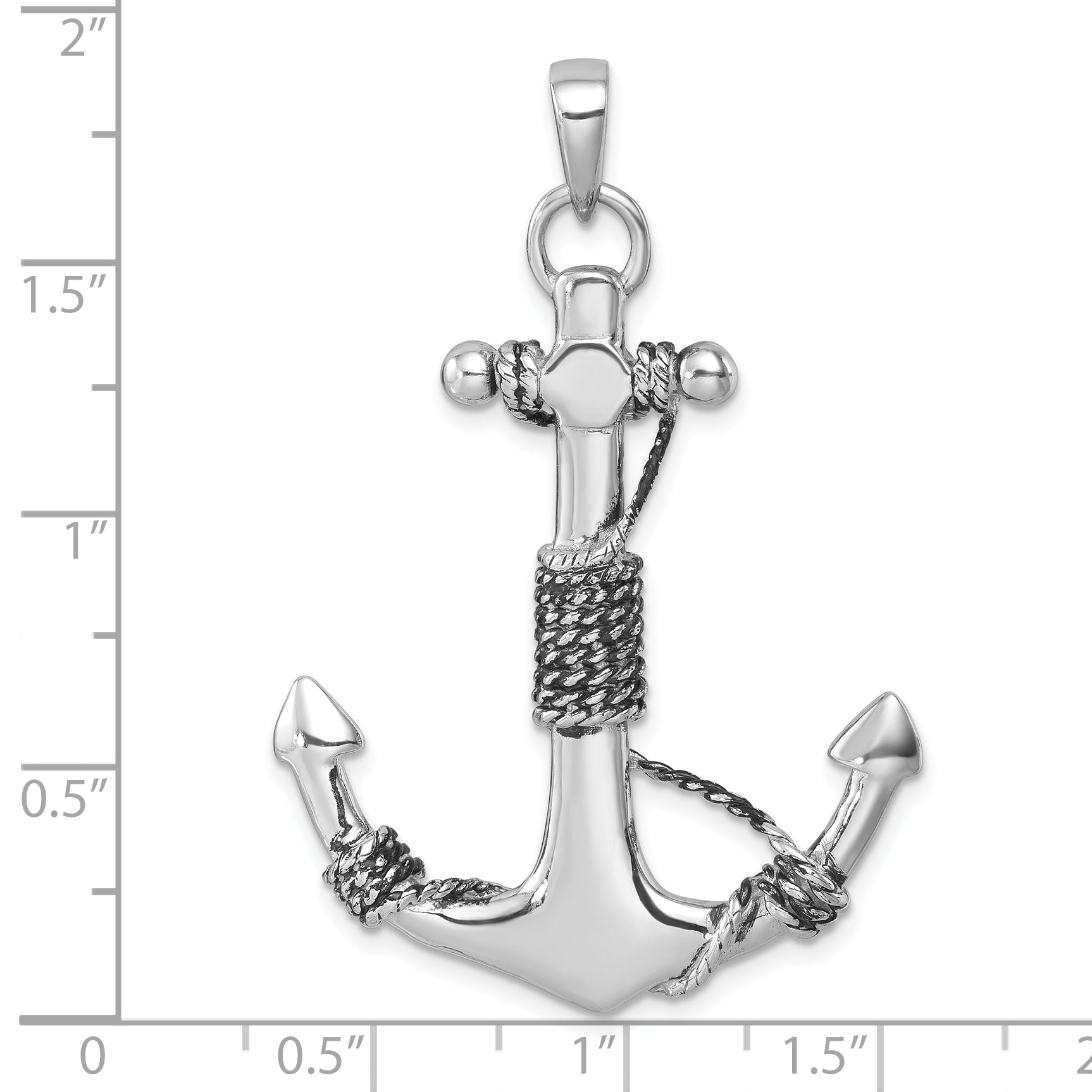 Sterling Silver Rhodium-Plated Polished Anchor Pendant