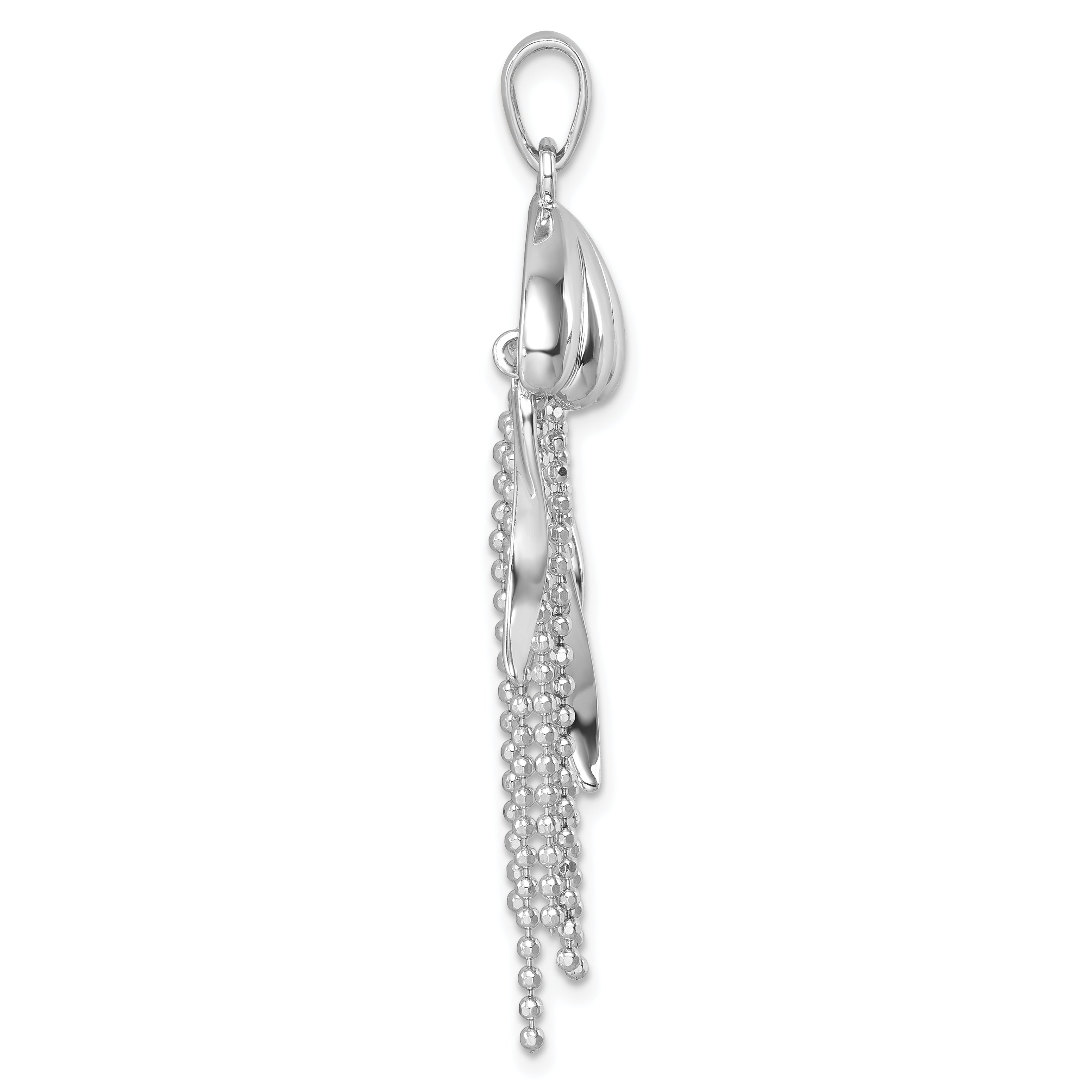 Sterling Silver Rhodium-plated Polished Moveable Jelly Fish Pendant Secondary image