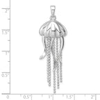 Sterling Silver Rhodium-plated Polished Moveable Jelly Fish Pendant