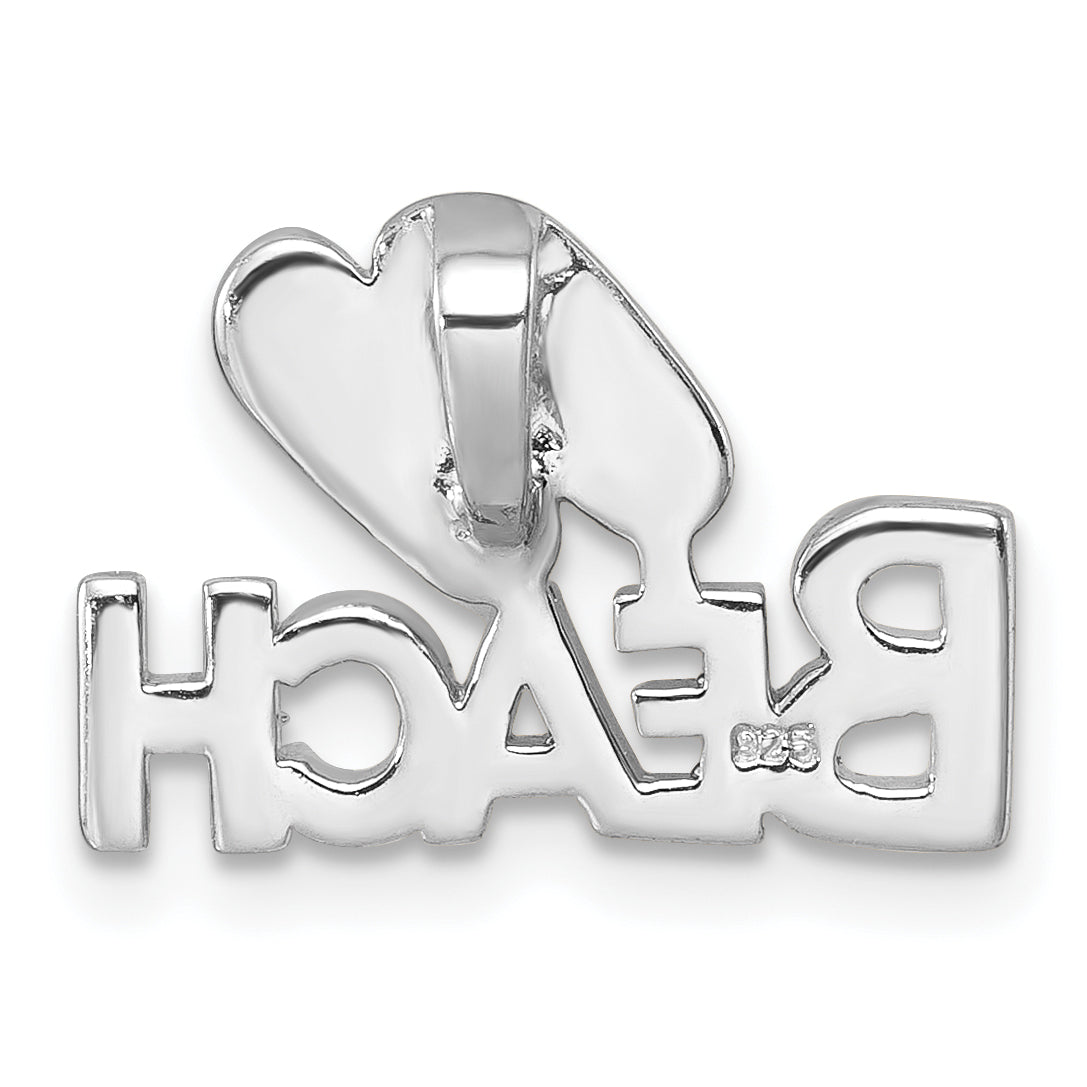 Sterling Silver Rh-Plated Polished Double Flipflop & 'Beach' Chain Slide