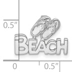 Sterling Silver Rh-Plated Polished Double Flipflop & 'Beach' Chain Slide