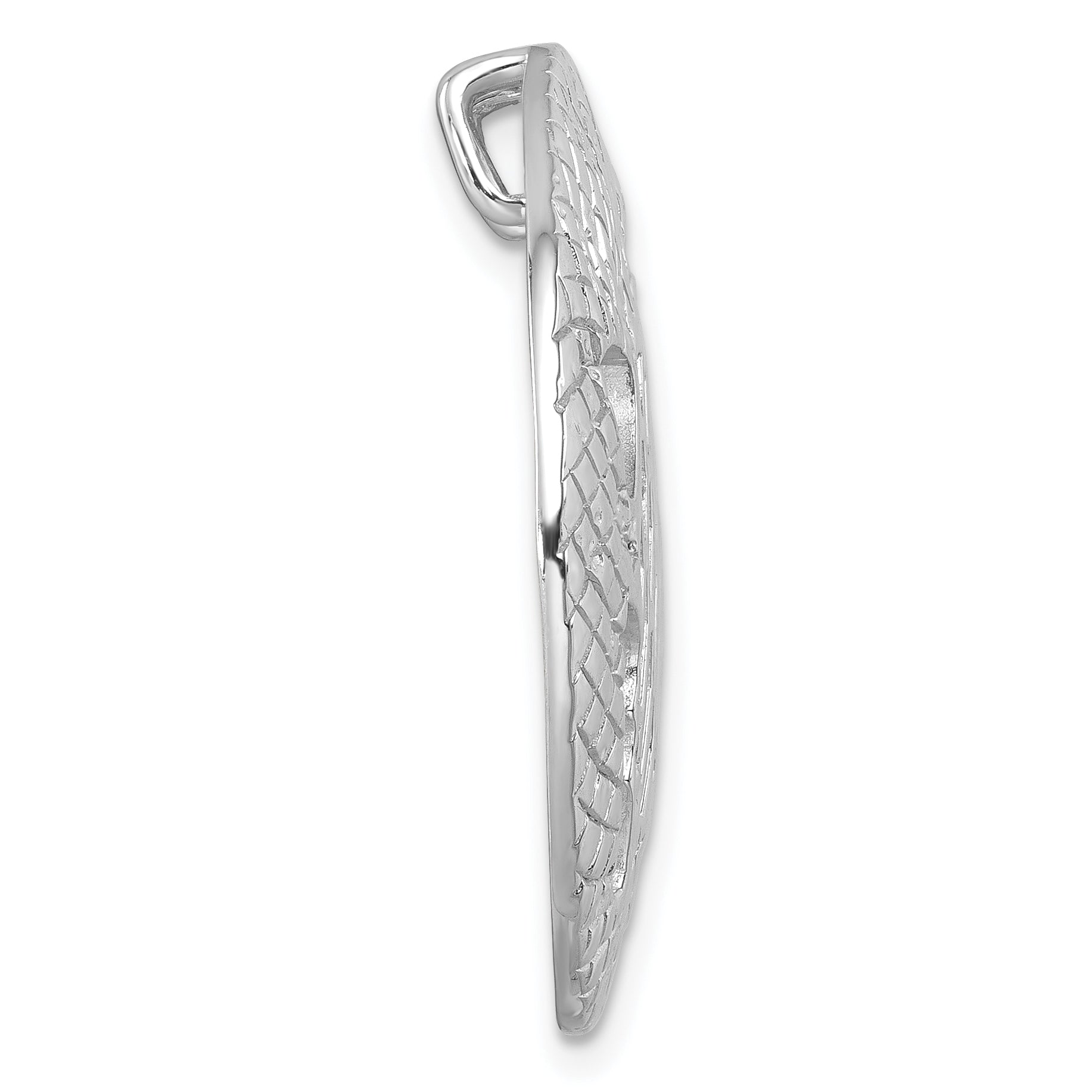 Sterling Silver Rhodium-Plated Polished and Textured Cutout Turtle Chain Slide Secondary image