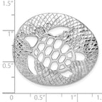 Sterling Silver Rhodium-Plated Polished and Textured Cutout Turtle Chain Slide