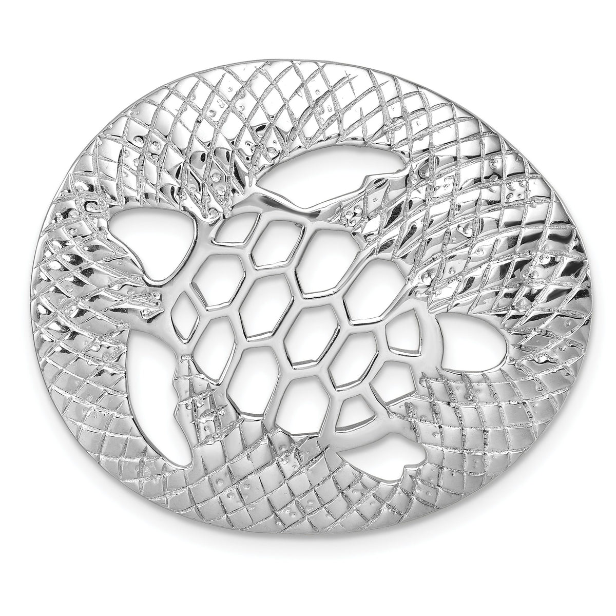 Cutout Turtle Chain Slide in Sterling Silver, 29mm Textured - Sophia Jewelers Main image