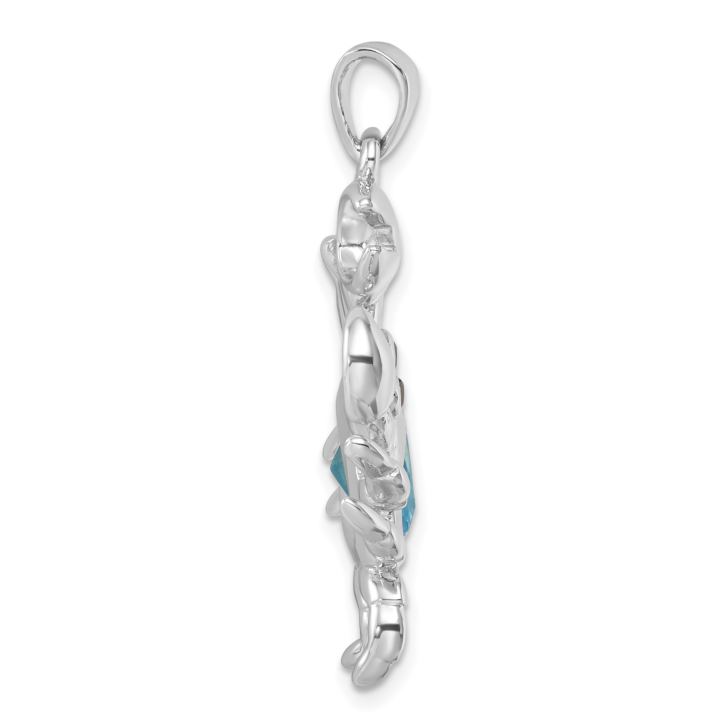 Sterling Silver Rhodium-plated Polished CZ Crab Pendant Secondary image