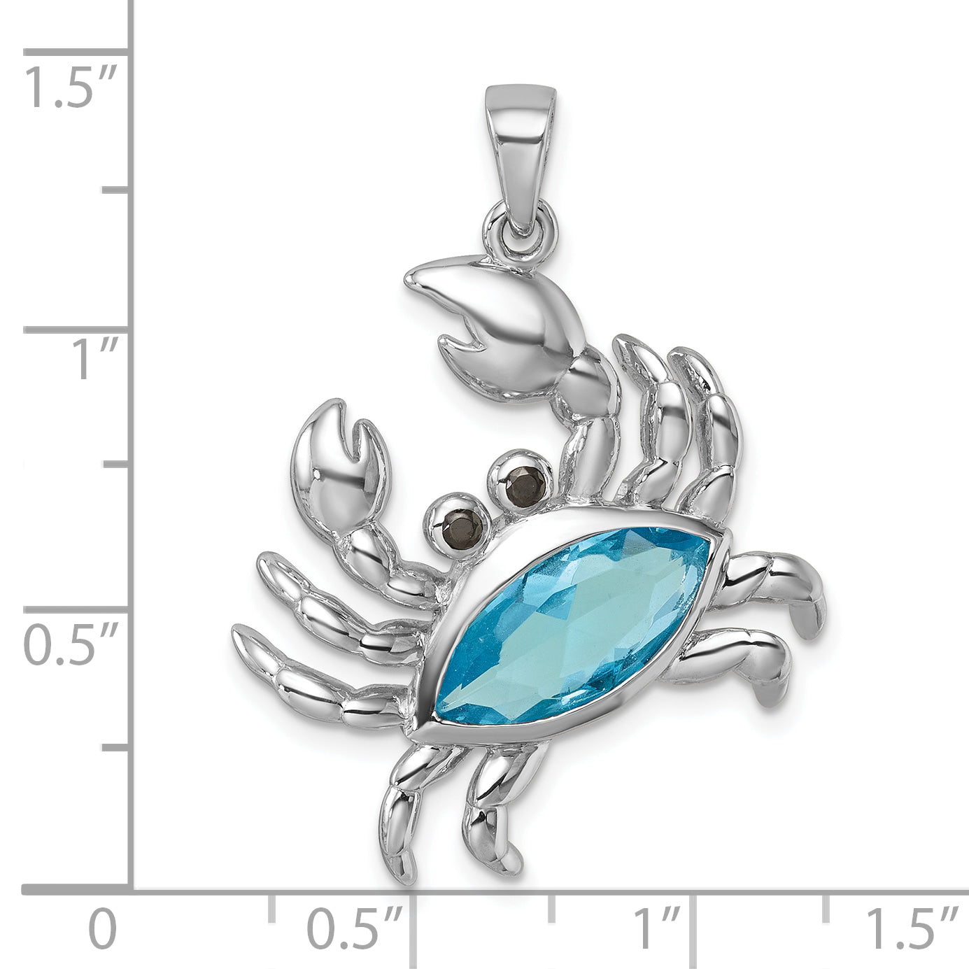 Sterling Silver Rhodium-plated Polished CZ Crab Pendant