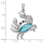 Sterling Silver Rhodium-plated Polished CZ Crab Pendant