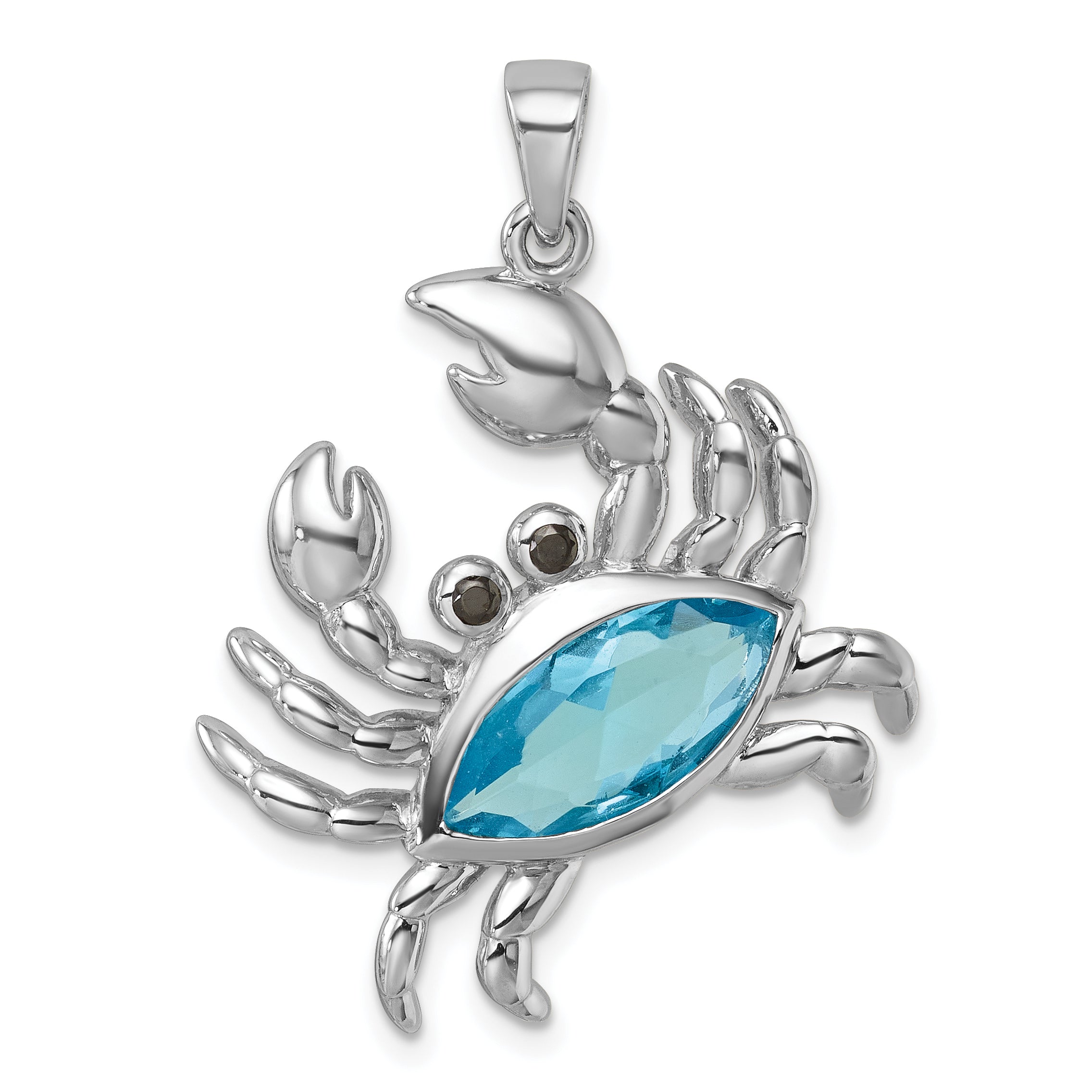 Sterling Silver Rhodium-plated Polished CZ Crab Pendant Main image